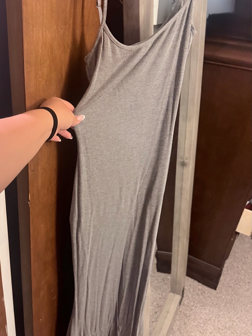 SKIMS Heather Grey Soft Lounge SHIMMER Long Slip Dress - Picture 2 of 3